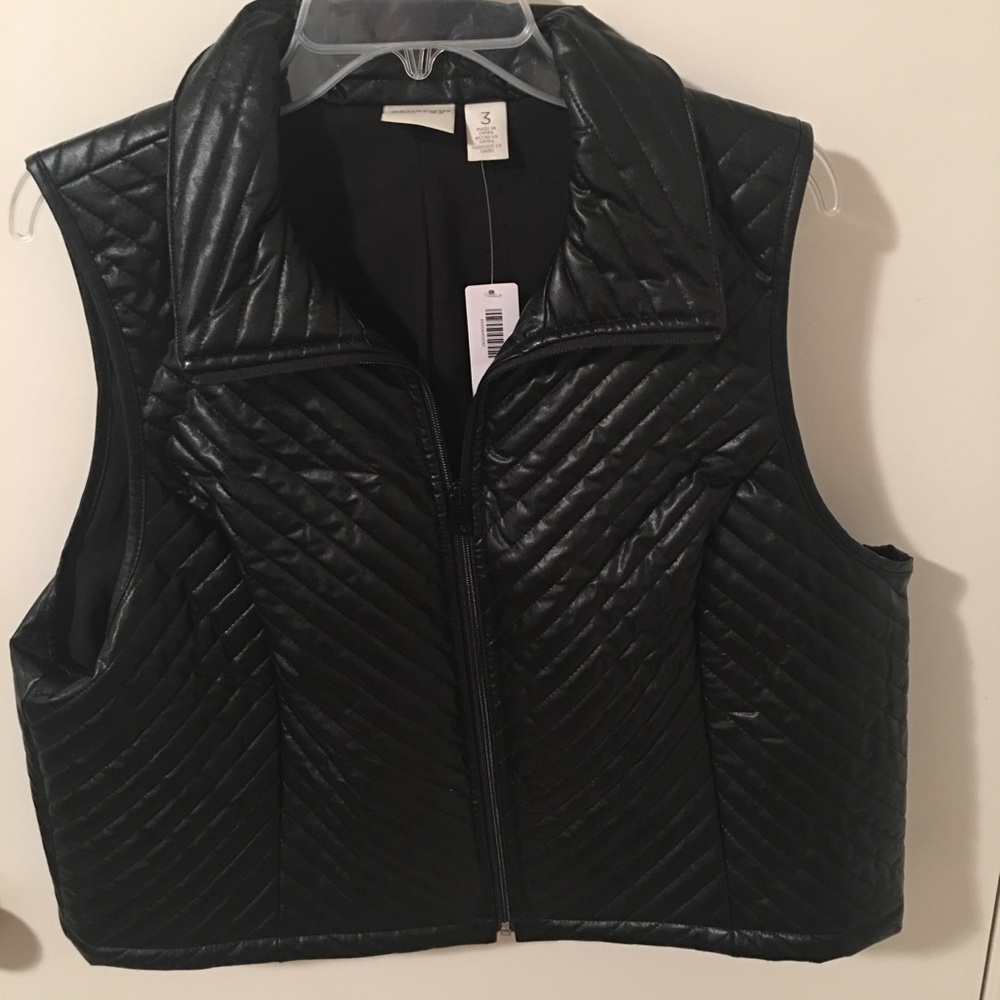 Chico’s crop faux leather vest